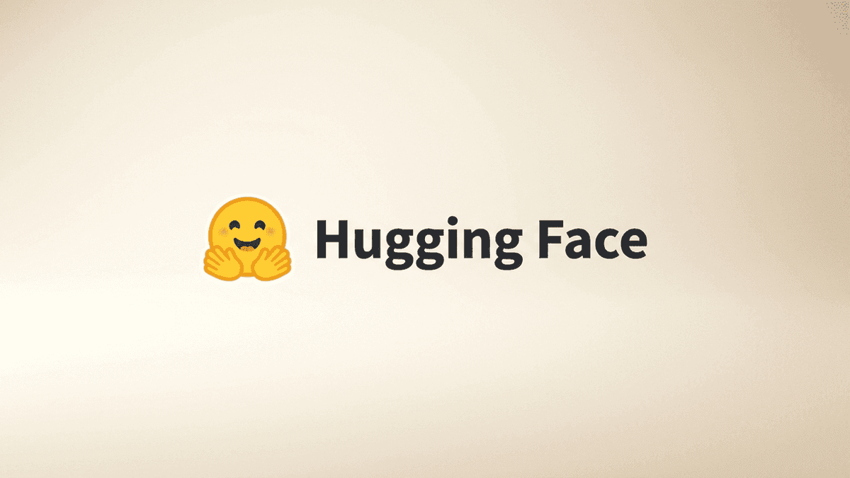 Official Hugging Face smiling emoji emblem and wordmark on warm clean editorial background