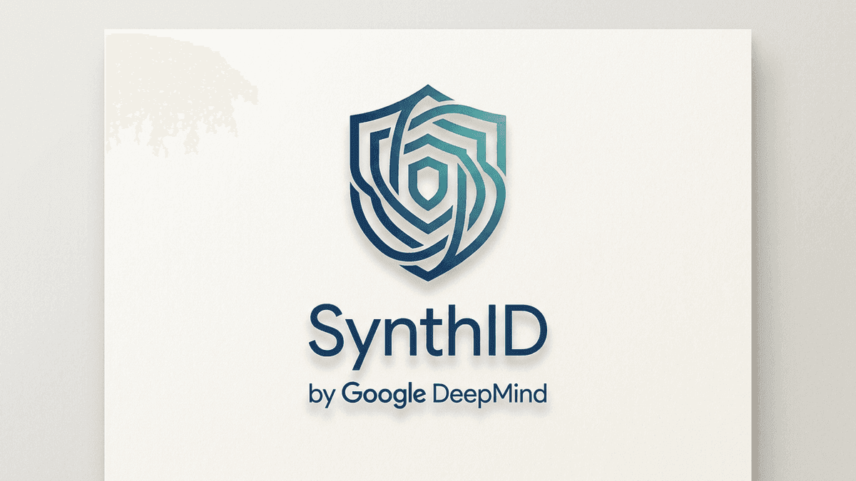 Official Google DeepMind SynthID digital watermarking shield verification emblem